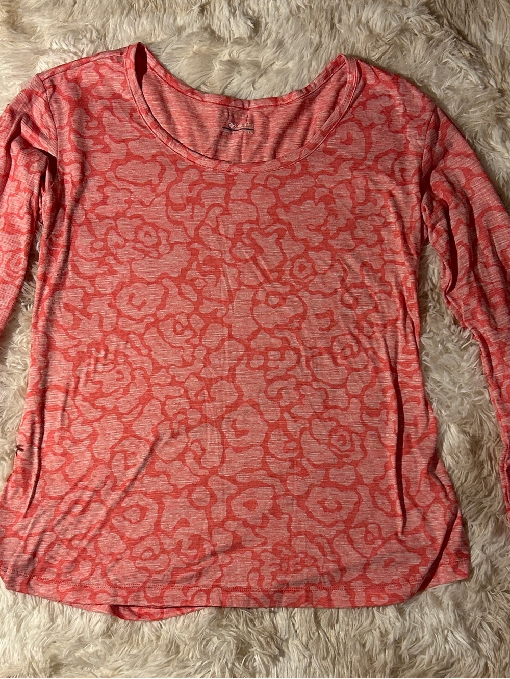 Women’s Coral Patterned Long Sleeve Scoop Neck Tee